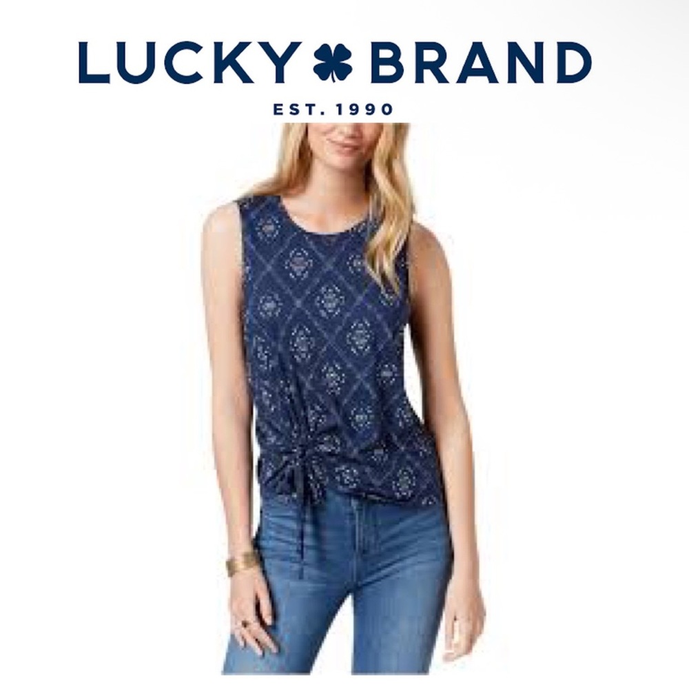 Lucky Brand Blue Tie Front Boho Top
Size L